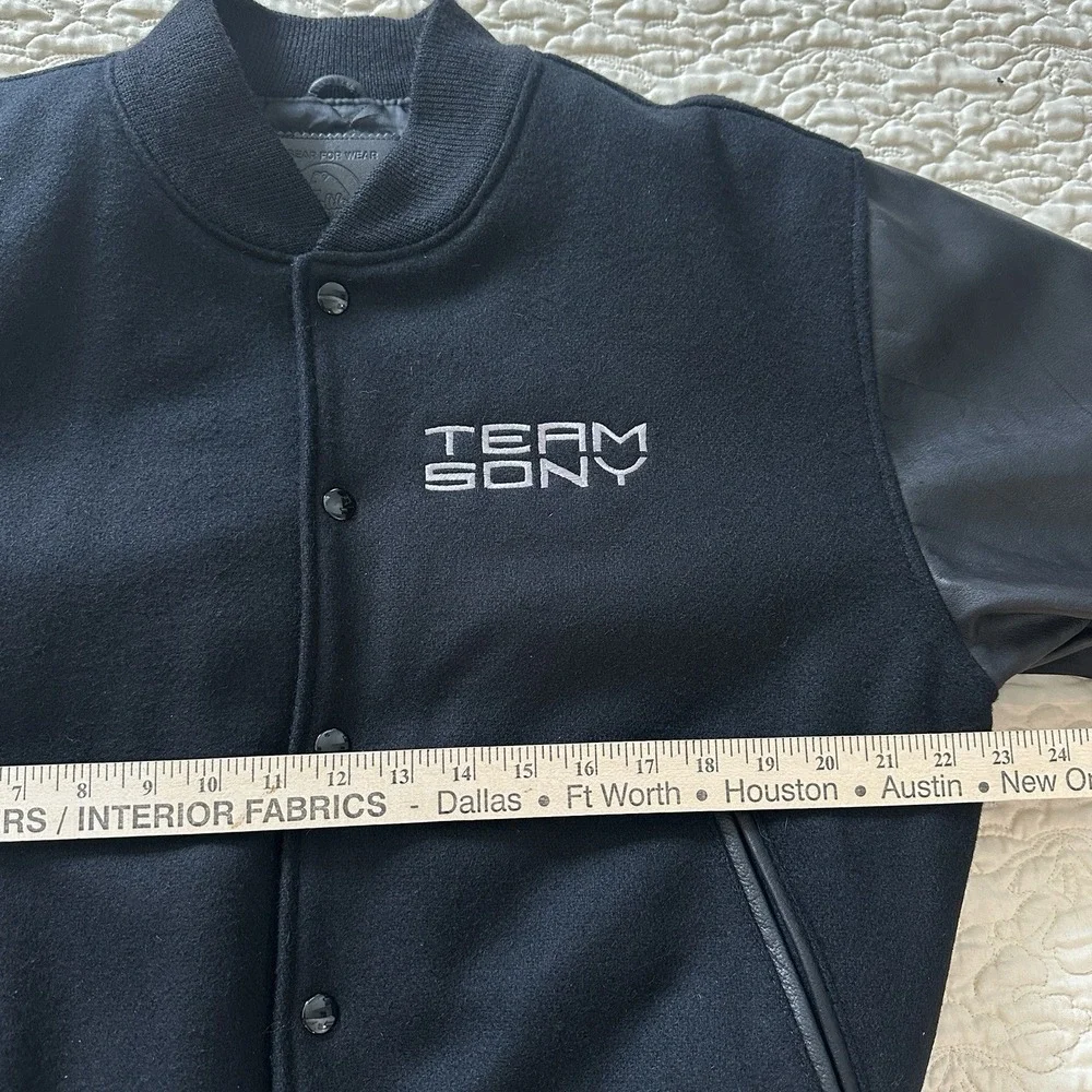 Vintage Golden Bear Varsity Jacket Wool Leather Men's‎ Small Black Sony Logo USA